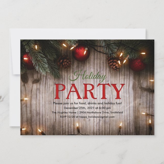 Weihnachten Weihnachten Party Lichter Einladung (Vorderseite)