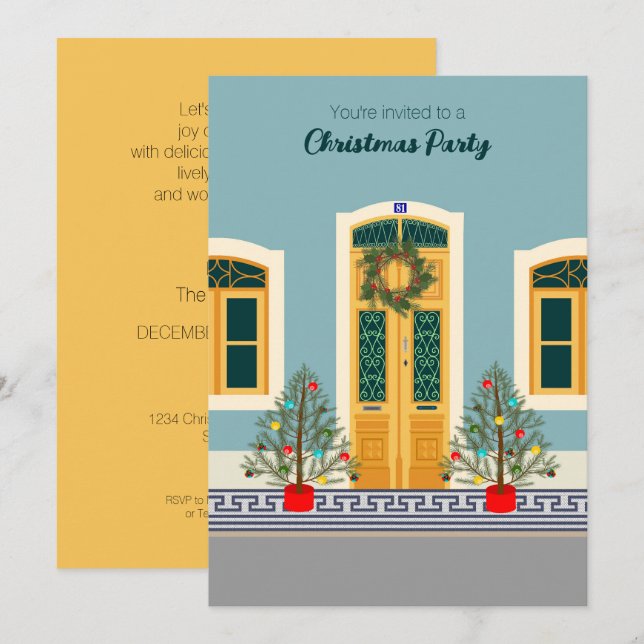 Weihnachten Weihnachten Portugiesisches Festhaus P Einladung (Vorne/Hinten)