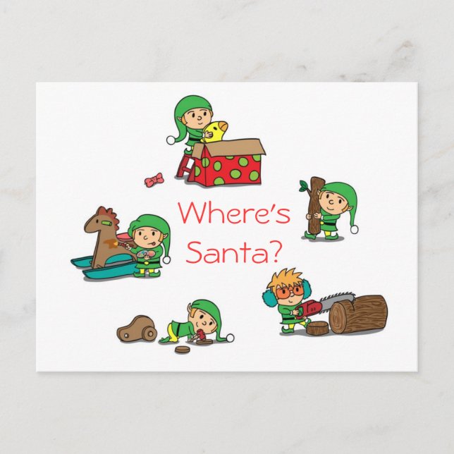 Weihnachten Weihnachten Postkarte Die geschäftigen (Vorderseite)