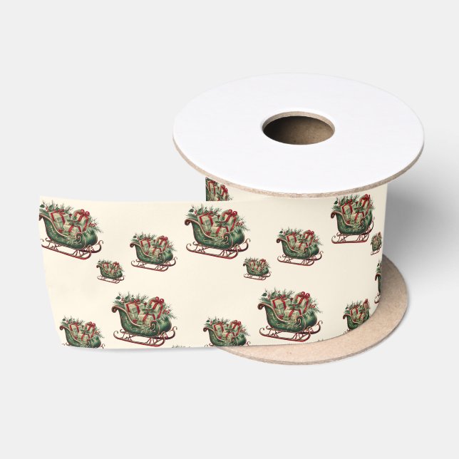 Weihnachten Weihnachten Schlitten mit Geschenken u Satinband (Spule)