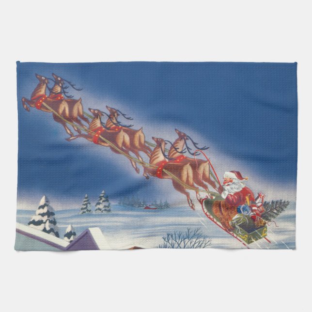 Weihnachten, Weihnachten, Schlitten mit Rentier Handtuch (Horizontal)