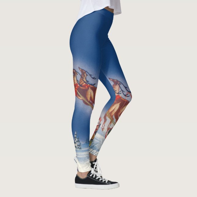 Weihnachten, Weihnachten, Schlitten mit Rentier Leggings (Rechts)