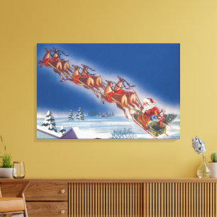 Weihnachten, Weihnachten, Schlitten mit Rentier Leinwanddruck