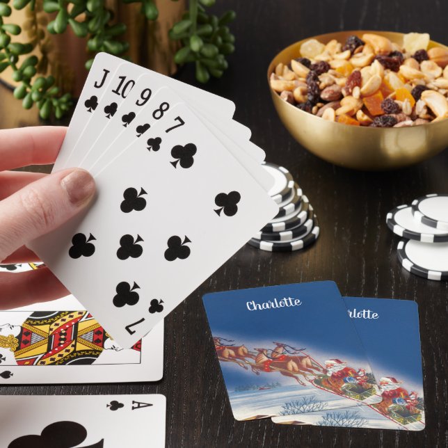 Weihnachten, Weihnachten, Schlitten mit Rentier Spielkarten (In Situ)