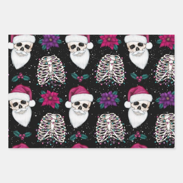 Weihnachten Weihnachten - Skelette Geschenkpapier Set (Vorderseite)