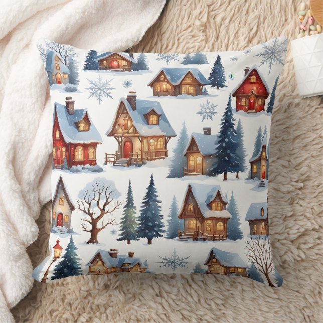 Weihnachten Weihnachten Städtchen klein Kissen (Decke)