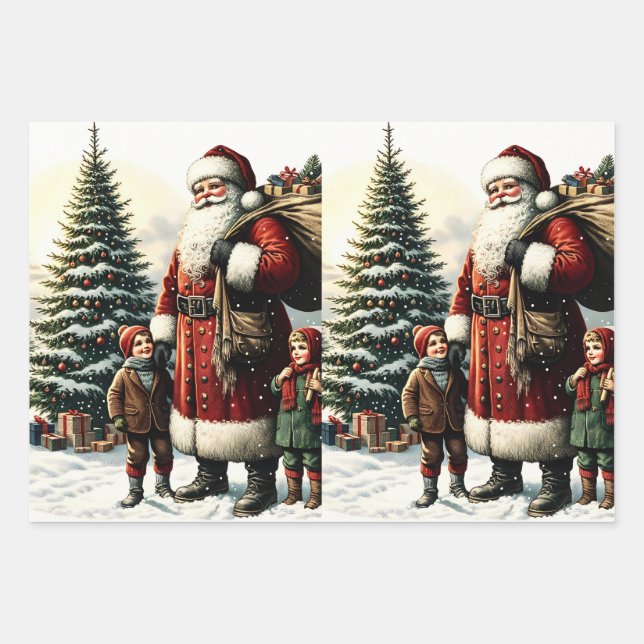 Weihnachten Weihnachten und Kinder Geschenkpapier Set (Vorderseite)