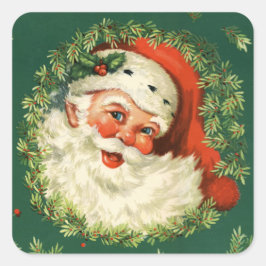 Weihnachten Weihnachten Vintag Retro-Urlaub Quadratischer Aufkleber