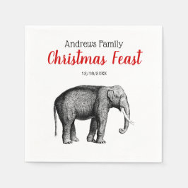 Weihnachten Weihnachten Vintager Elefant Zeichnend Serviette