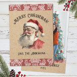 Weihnachten Weihnachten Weihnachten Foto Feiertag<br><div class="desc">Feiern Sie mit unserer Vintagen Weihnachtskarte im Foto des Weihnachtsmannes den Zauber der Weihnachtszeit. Die Weihnachtskarte ist mit einer Illustration des fröhlichen Weihnachtsmanns geschmückt, auf einem Hintergrund aus Kraftpapier mit dem Foto auf der Rückseite. Das Vintag inspiriert Kunstwerk wird Ihre Urlaubssaison mit einer Touch von Wärme und Charme bereichern. Personalisieren...</div>