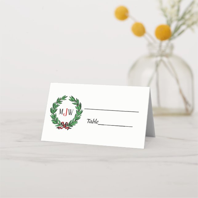 Weihnachten Weihnachten Weihnachten Holly Wreath M Platzkarte (Rückseite)