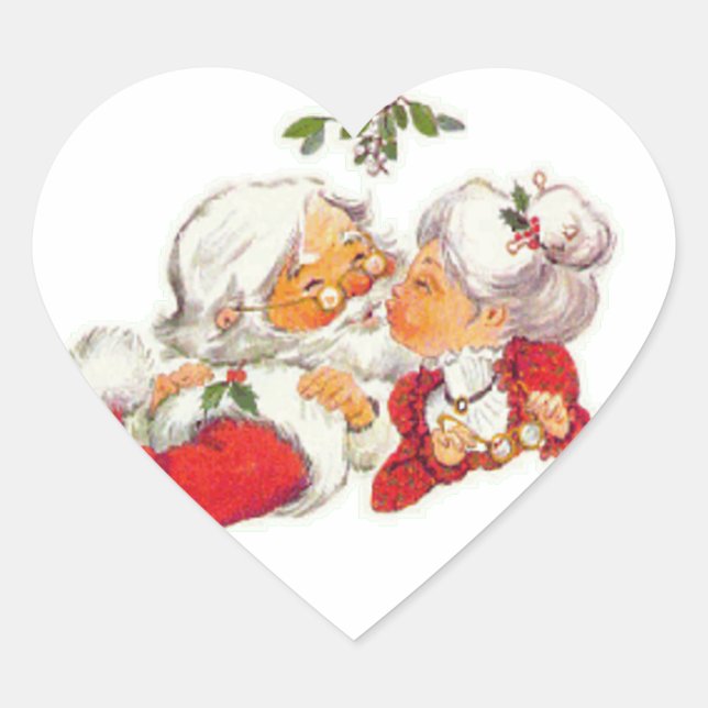 Weihnachten Weihnachten Weihnachten Kissing Frau C Herz-Aufkleber (Vorderseite)