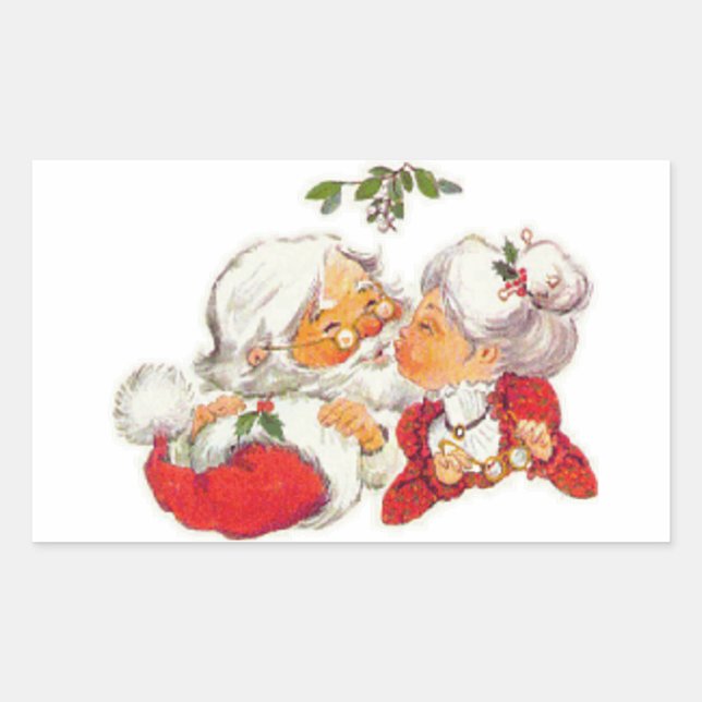 Weihnachten Weihnachten Weihnachten Kissing Frau C Rechteckiger Aufkleber (Vorderseite)