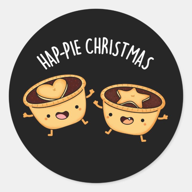 Weihnachten Weihnachten Weihnachten Pie Pun Dark B Runder Aufkleber (Vorderseite)