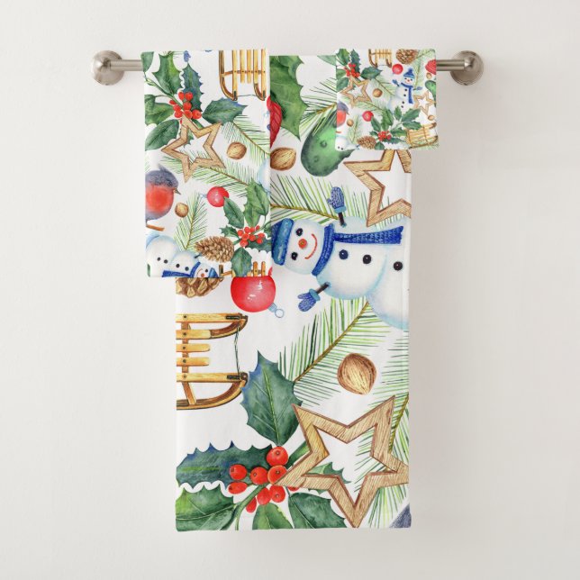 Weihnachten Weihnachten Weihnachten Schneemann, Pi Badhandtuch Set (Insitu)