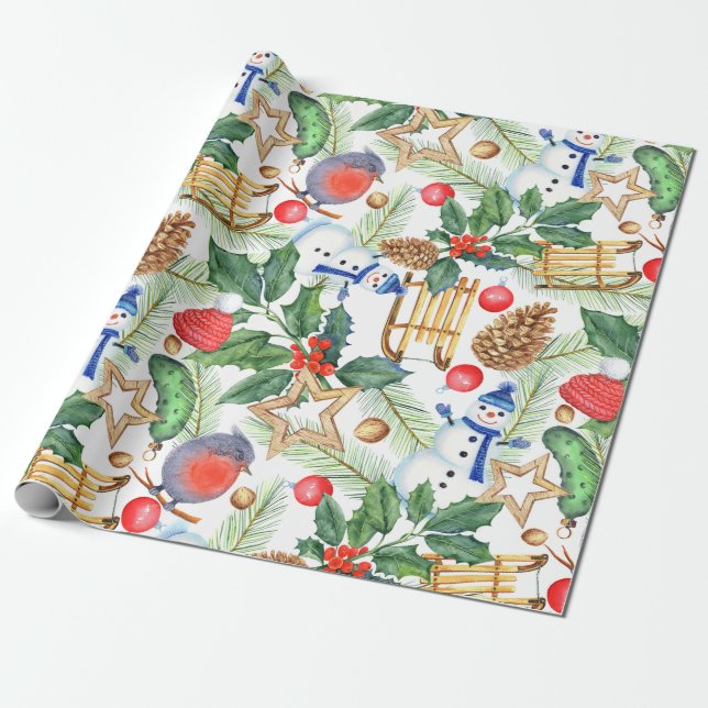 Weihnachten Weihnachten Weihnachten Schneemann, Pi Geschenkpapier (Ungerollt)