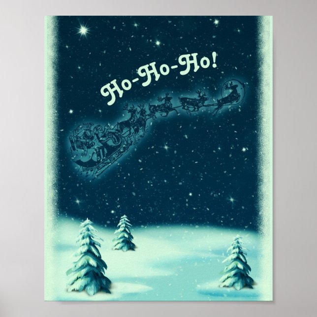 Weihnachten Weihnachten Weihnachten Sleigh Winter  Poster (Vorne)