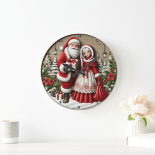 Weihnachten Weihnachten Weihnachten und Frau Claus Große Wanduhr