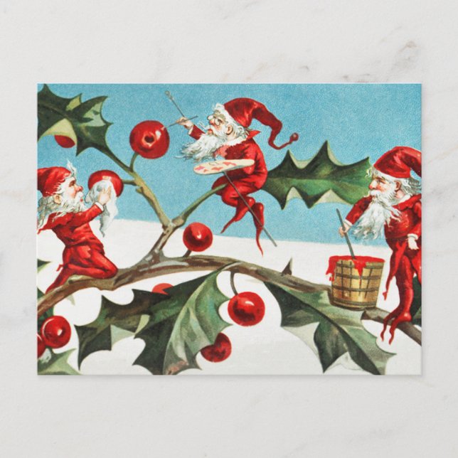 Weihnachten Weihnachten Weihnachten und Holly Berr Postkarte (Vorderseite)