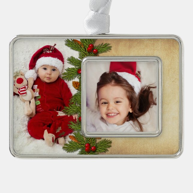 Weihnachten Weihnachten Weihnachten Weihnachten Tr Rahmen-Ornament Silber (Vorderseite)