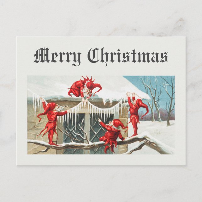 Weihnachten Weihnachten Weihnachtselfen Postkarte (Vorderseite)