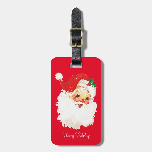Weihnachten Weihnachten Weihnachtsmann auf Rot Gepäckanhänger (Vorderseite vertikal)