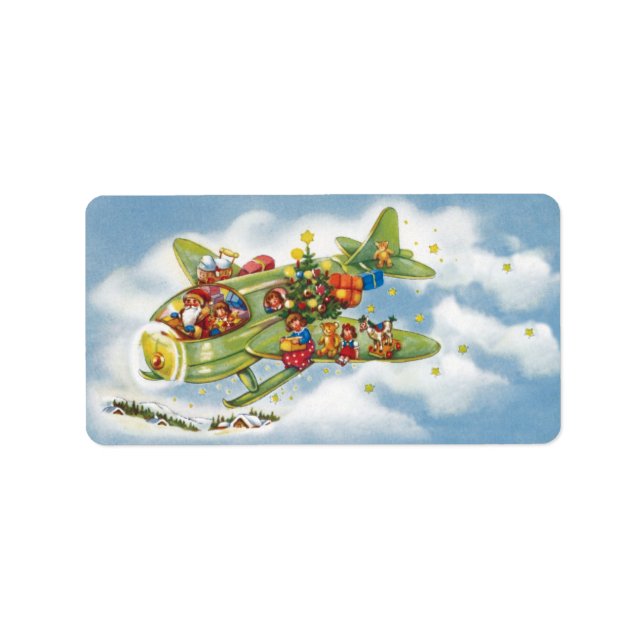 Weihnachten, Weihnachten, Weihnachtsmann fliegen e Adressaufkleber (Vorne)