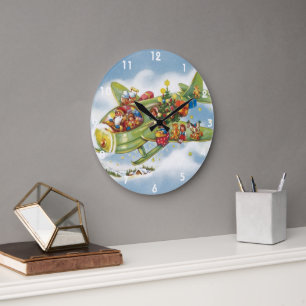 Weihnachten, Weihnachten, Weihnachtsmann fliegen e Große Wanduhr