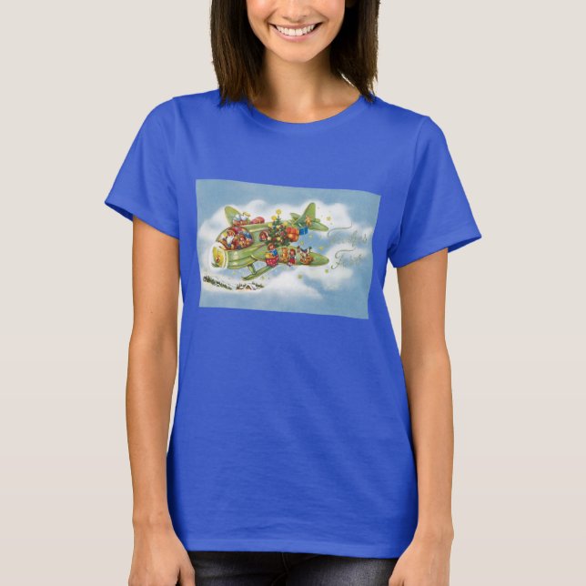 Weihnachten, Weihnachten, Weihnachtsmann fliegen e T-Shirt (Vorderseite)