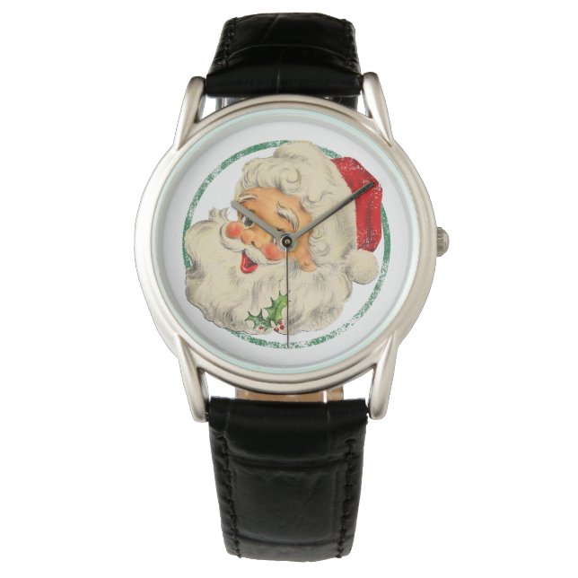 Weihnachten Weihnachten Weihnachtsmann Gesicht Alt Armbanduhr (Vorderseite)