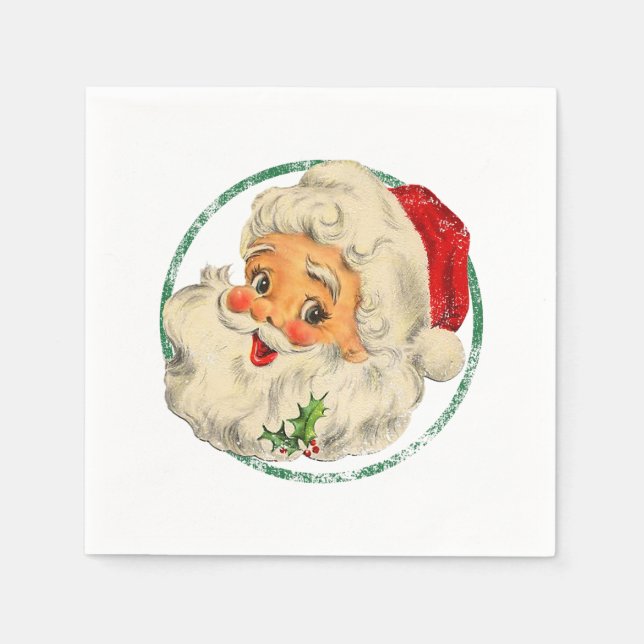Weihnachten Weihnachten Weihnachtsmann Gesicht Alt Serviette (Vorderseite)