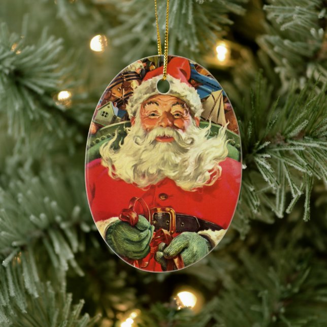 Weihnachten Weihnachten Weihnachtsmann im Roten Me Keramik Ornament (Baum)