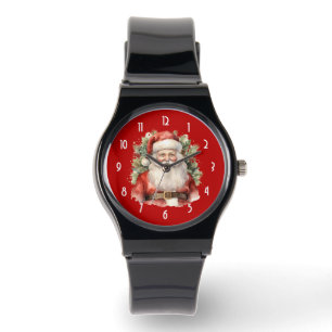 Weihnachten Weihnachten Weihnachtsmann Lächeln Armbanduhr