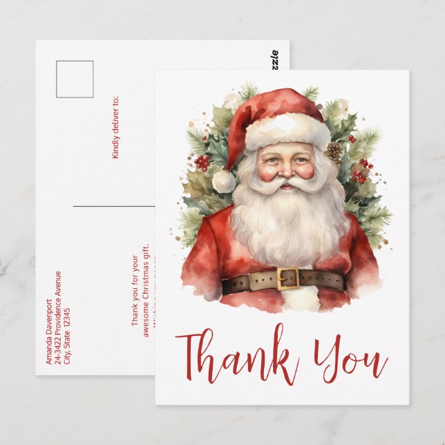 Weihnachten Weihnachten Weihnachtsmann lächeln Dan Postkarte (Vorne/Hinten)