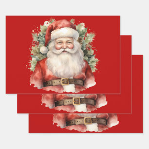 Weihnachten Weihnachten Weihnachtsmann Lächeln Geschenkpapier Set