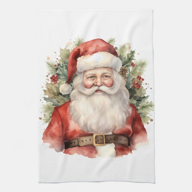 Weihnachten Weihnachten Weihnachtsmann Lächeln Geschirrtuch (Vertikal)