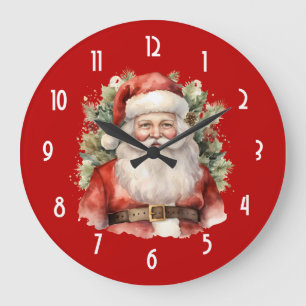 Weihnachten Weihnachten Weihnachtsmann Lächeln Große Wanduhr