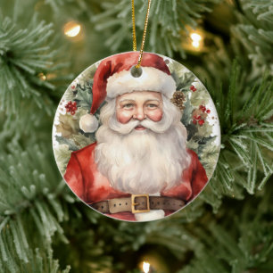Weihnachten Weihnachten Weihnachtsmann Lächeln Keramik Ornament