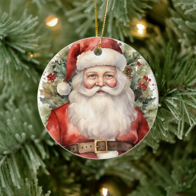 Weihnachten Weihnachten Weihnachtsmann Lächeln Keramik Ornament (Baum)