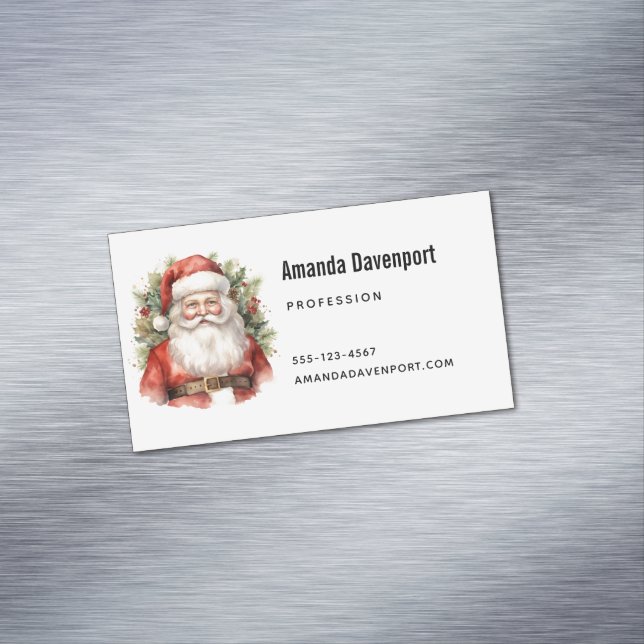 Weihnachten Weihnachten Weihnachtsmann Lächeln Magnetische Visitenkarte (Beispiel)