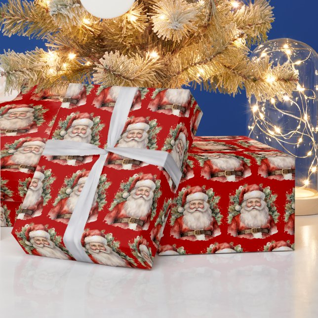 Weihnachten Weihnachten Weihnachtsmann Lächeln Mus Geschenkpapier (Feiertage)