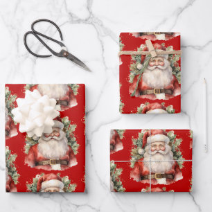 Weihnachten Weihnachten Weihnachtsmann Lächeln Mus Geschenkpapier Set