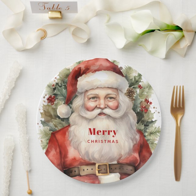 Weihnachten Weihnachten Weihnachtsmann Lächeln Pappteller (Hochzeit)