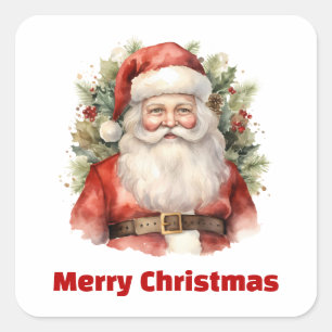 Weihnachten Weihnachten Weihnachtsmann Lächeln Quadratischer Aufkleber