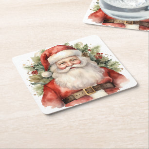Weihnachten Weihnachten Weihnachtsmann Lächeln Rechteckiger Pappuntersetzer