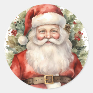 Weihnachten Weihnachten Weihnachtsmann Lächeln Runder Aufkleber