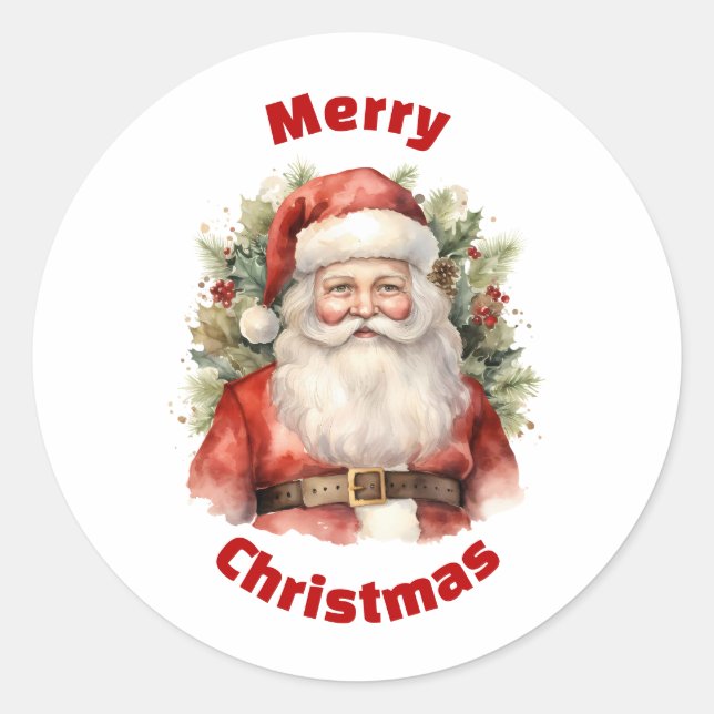 Weihnachten Weihnachten Weihnachtsmann Lächeln Runder Aufkleber (Vorderseite)
