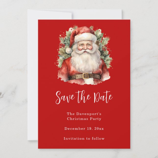 Weihnachten Weihnachten Weihnachtsmann Lächeln Save The Date (Vorderseite)