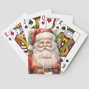 Weihnachten Weihnachten Weihnachtsmann Lächeln Spielkarten