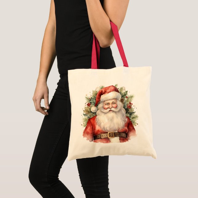 Weihnachten Weihnachten Weihnachtsmann Lächeln Tragetasche (Vorderseite (Produkt))
